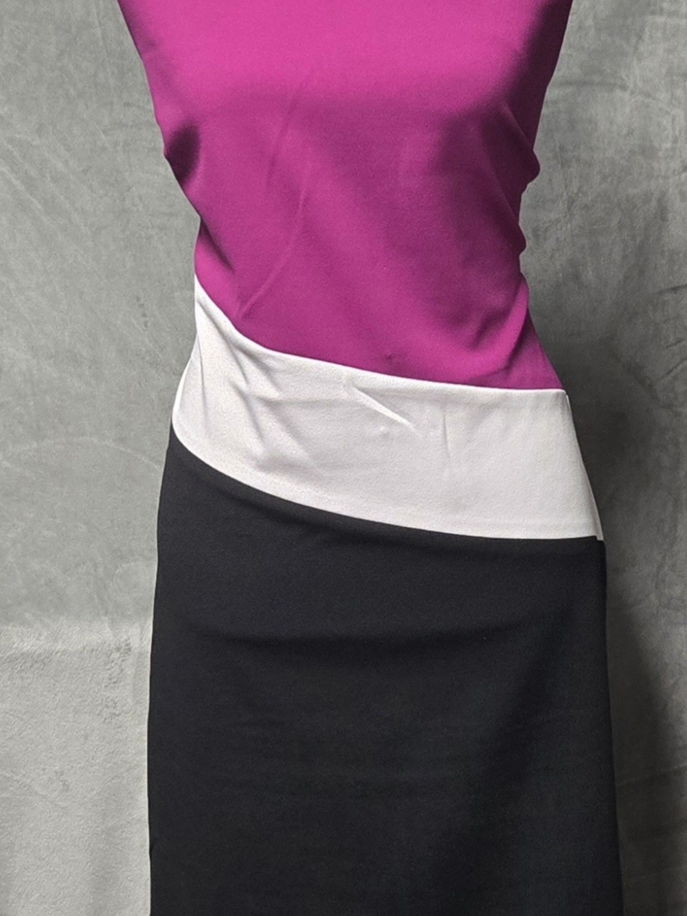 Tommy Hilfiger Magenta, White & Black Colorblock Pencil Dress